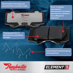 Комплект задніх гальмівних колодок Raybestos EHT1354H Element3 для Lexus Toyota Scion Pontiac