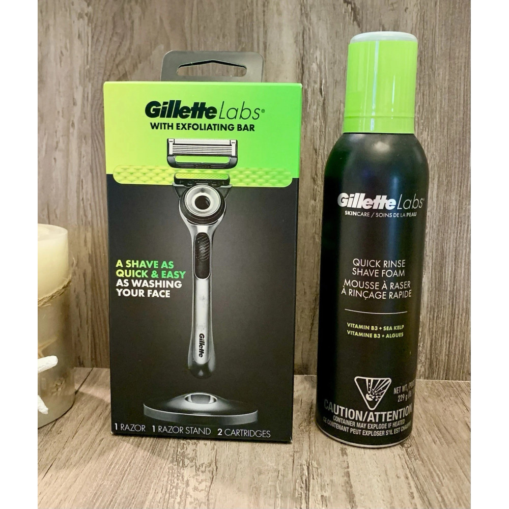 Бритвений набір Gillette Labs Razor (1 бритва, 2 картриджі, 1 підставка і піна 229 г)