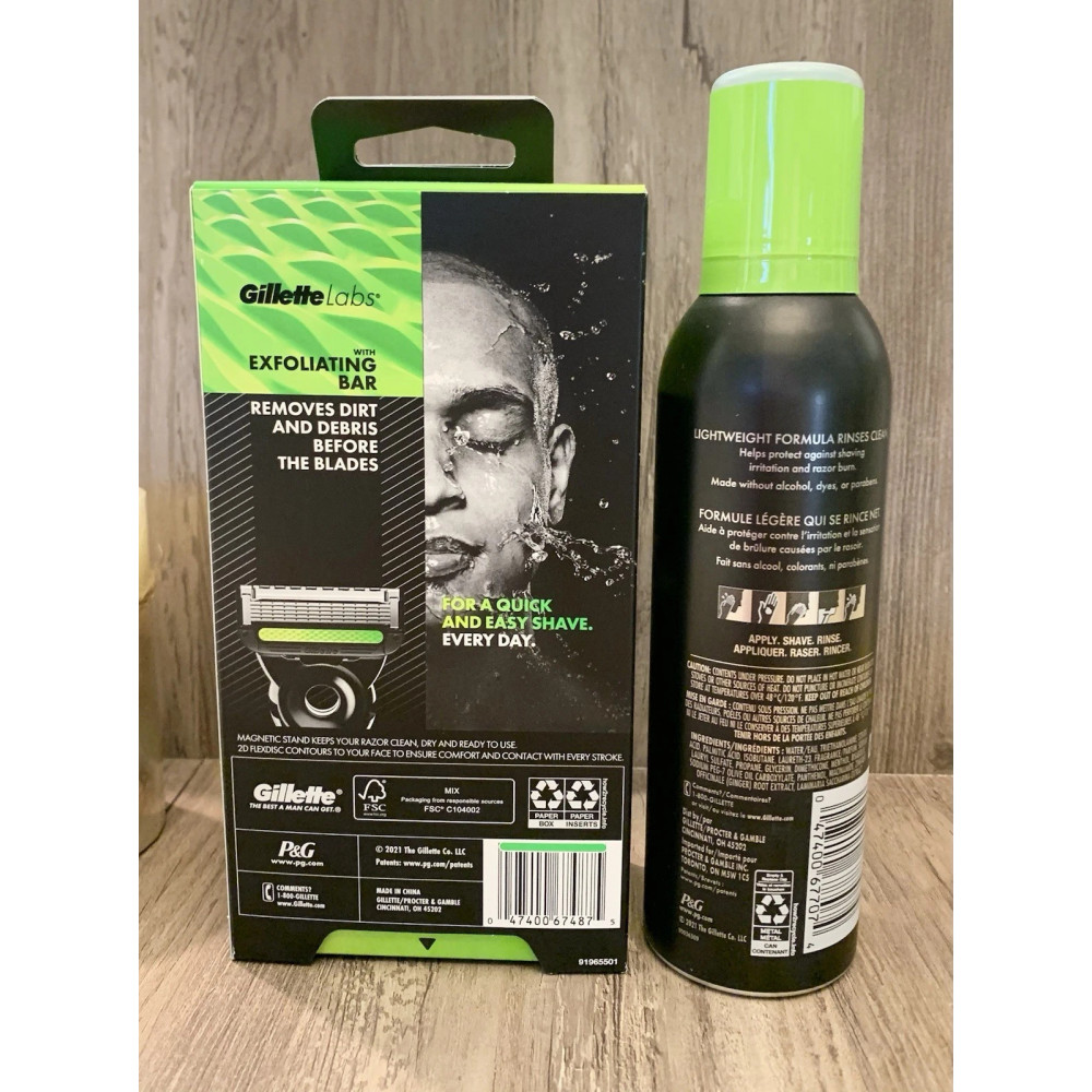 Бритвений набір Gillette Labs Razor (1 бритва, 2 картриджі, 1 підставка і піна 229 г)