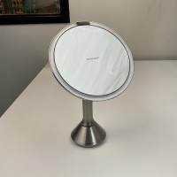 Simplehuman ST3052 stainless steel touch mirror 8 inches with backlight and 5x magnification