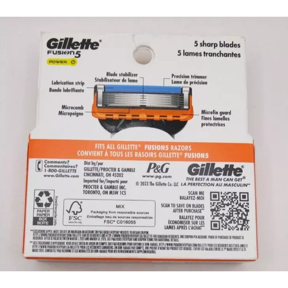Gillette Fusion5 Power razor with 5 cartridges