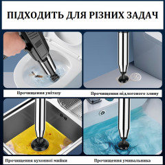 Пневматичний очищувач засмічень з комплектом насадок 7 в 1