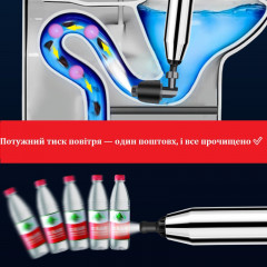 Пневматичний очищувач засмічень з комплектом насадок 7 в 1