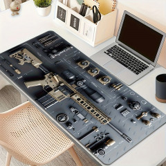 Gaming mouse and keyboard pad with M416 rifle image, large, 300×600×2 mm, black with gold