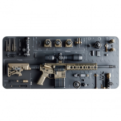 Gaming mouse and keyboard pad with M416 rifle image, large, 300×600×2 mm, black with gold