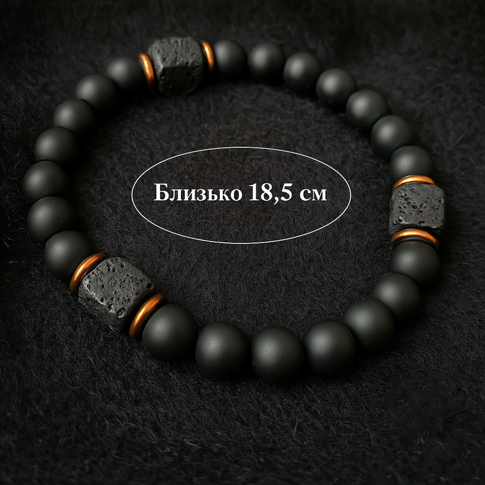 Men's bracelet made of natural onyx and black lava stone