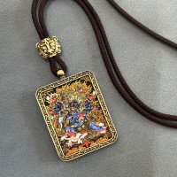 Tibetan Mahakala pendant, six-armed deity of protection