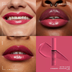 Блеск для губ с эффектом сияния NYX Butter Gloss Strawberry Cheesecake BLG32 розово-клубничный 8 мл