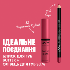Блеск для губ с эффектом сияния NYX Butter Gloss Strawberry Cheesecake BLG32 розово-клубничный 8 мл