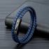 Lovemyson leather bracelet with magnetic clasp, 21 cm, black and blue