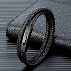 Шкіряний браслет Lovemyson з магнітною застібкою 21 см коричневий