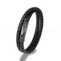 Шкіряний браслет Lovemyson з магнітною застібкою 21 см коричневий