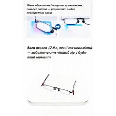 Складные очки для чтения с защитой от синего света черные с диоптриями 150