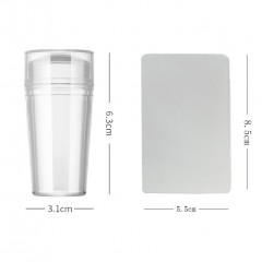 Прозорий силіконовий штамп для манікюру та стемпінгу з кришкою 2,8 см і скребком