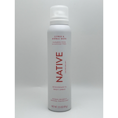 Native Citrus & Herbal Musk Natural Deodorant Spray with citrus and herbal musk scent, 99 g