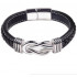 Men's bracelet made of double-layer leather and stainless steel with magnetic clasp