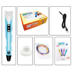 Ручка для 3D-моделювання 3DPEN-2 з підставкою і PLA-ниткою блакитна