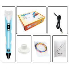 Ручка для 3D-моделирования 3DPEN-2 с подставкой и PLA-нитью голубая