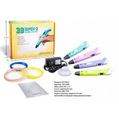 Ручка для 3D-моделювання 3DPEN-2 з підставкою і PLA-ниткою блакитна