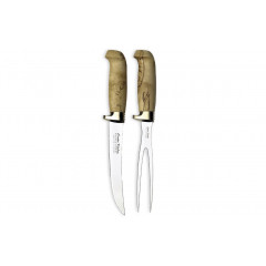 Marttiini Luxus Roast Set: a set of knife and fork for grilling in a wooden gift box.
