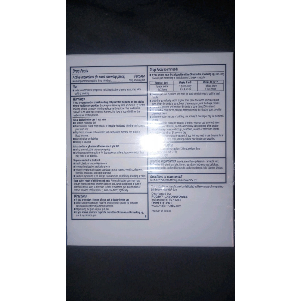 Chewing gum to reduce smoking cravings Rugby Nicotine Gum 4 mg menthol 100 pieces