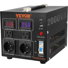 Vevor SV2000VA 2000 W Black Step Up/Down Voltage Converter 110–220 V