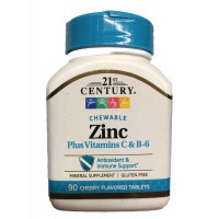 Zinc with Vitamins C and B-6 21st Century Zinc Plus 90 Cherry-Flavored Tablets