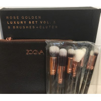 Набор кистей для визажа Zoeva Rose Golden Luxury Set 8 шт и кожаный клатч розовое золото