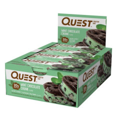 Set of Quest Protein Bar Mint Chocolate Chunk protein bars with mint and chocolate flavor, 12 pieces of 60 grams each