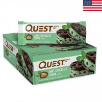 Set of Quest Protein Bar Mint Chocolate Chunk protein bars with mint and chocolate flavor, 12 pieces of 60 grams each