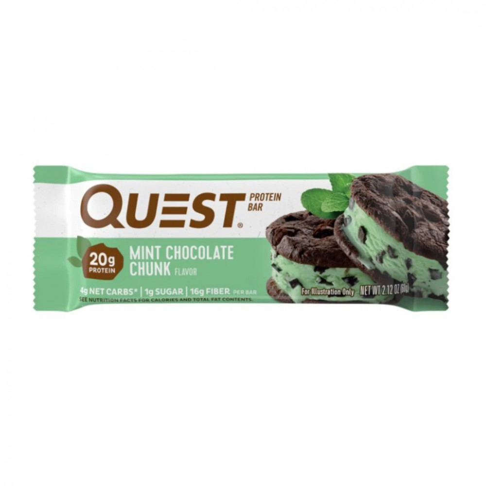 Набор протеиновых батончиков Quest Protein Bar Mint Chocolate Chunk со вкусом мяты и шоколада 12 штук по 60 грамм