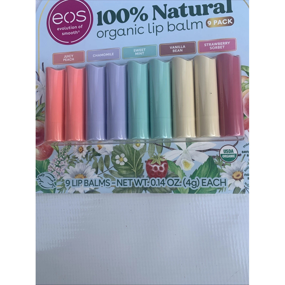 Set of Natural Lip Balms Eos 100% Natural Organic Lip Balm 9 pcs assorted flavors