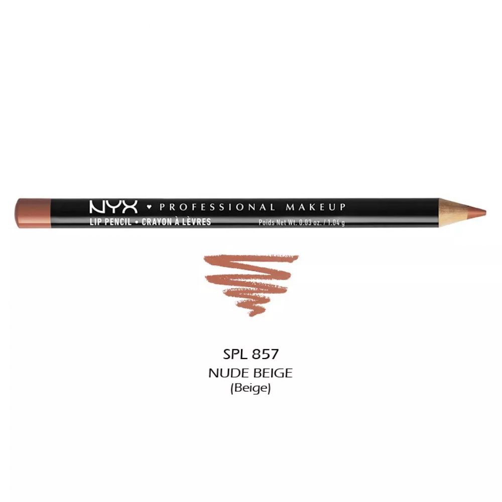 NYX Cosmetics Slim Lip Pencil SPL857 shade Nude Beige Long-lasting Lip Liner