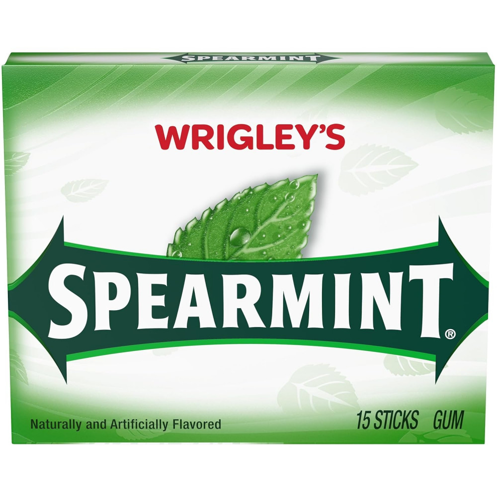 Wrigley's Spearmint Chewing Gum set of 4 packs of 15 sticks 60 pieces