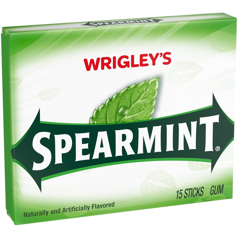 Wrigley's Spearmint Chewing Gum set of 4 packs of 15 sticks 60 pieces