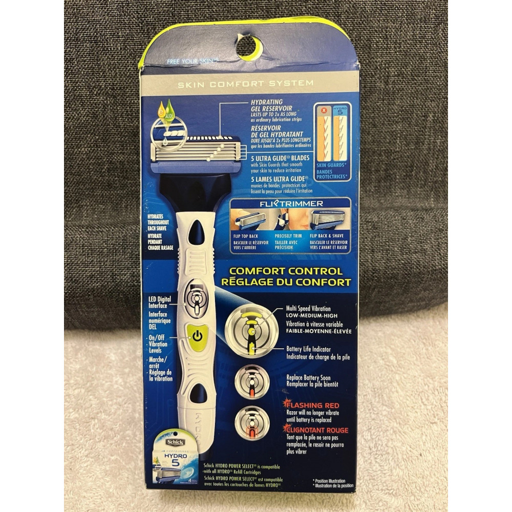 Schick Hydro 5 Power Select razor with vibration, 1 spare blade, and 1 battery