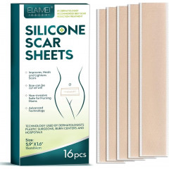 Silicone Scar Sheets for Scars and Marks Elaimei Silicone Scar Sheets set of 16 pieces 15x4 cm beige