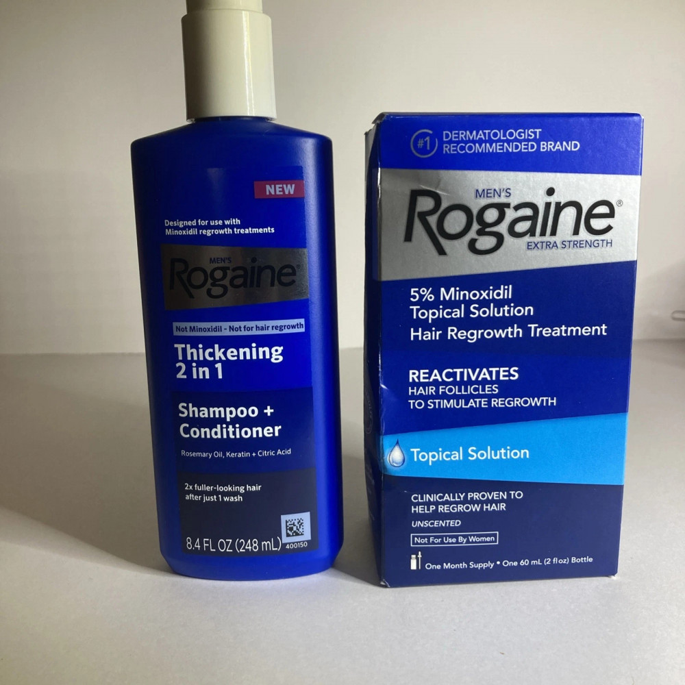 Rogaine Extra Strength Hair Strengthening and Growth Kit for Men (Shampoo-Conditioner 248 ml and Solution 60 ml)