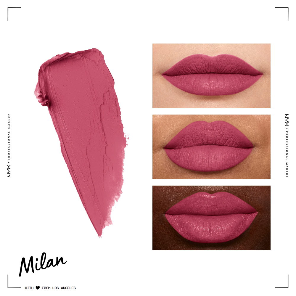 Liquid lipstick with a matte finish Nyx Soft Matte Lip Cream Milan SMLC11 matte pink 8 ml