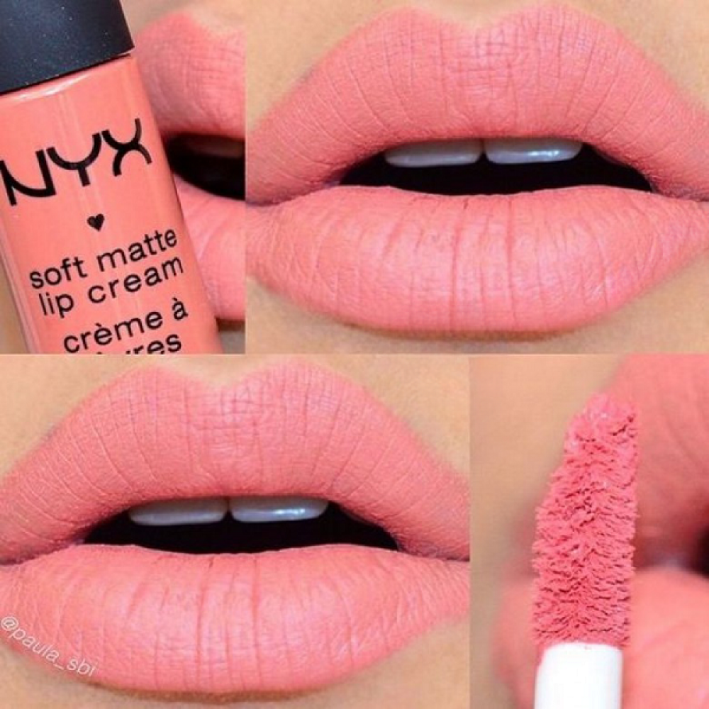 Liquid lipstick with a matte finish Nyx Soft Matte Lip Cream Buenos Aires SMLC12 peachy-pink 8 ml