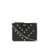 Women's mini bag with chain Victoria's Secret V-Quilt Studded Grommet, black with metal rings, 25x18 cm