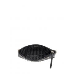 Women's mini bag with chain Victoria's Secret V-Quilt Studded Grommet, black with metal rings, 25x18 cm