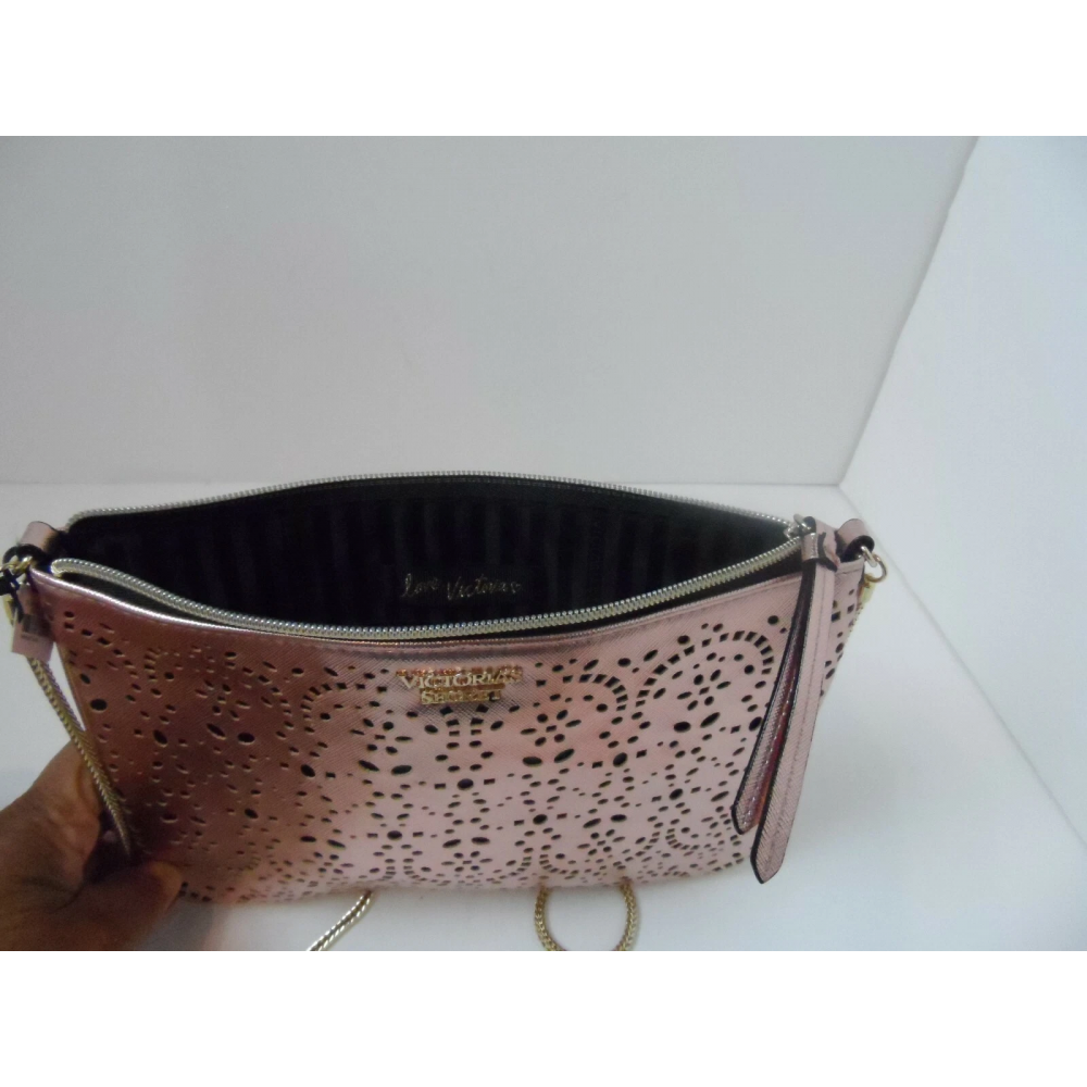 Women's crossbody bag with chain Victoria's Secret Slim Xbody 11151558 color CC 660Q rose gold size 25x18 cm