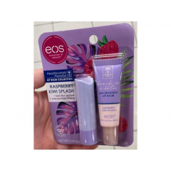 Set of EOS Flavorlab Paradise moisturizing lip balms with kiwi and raspberry scent 4 g and 10 ml