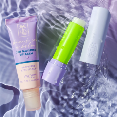 Set of EOS Flavorlab Paradise moisturizing lip balms with kiwi and raspberry scent 4 g and 10 ml