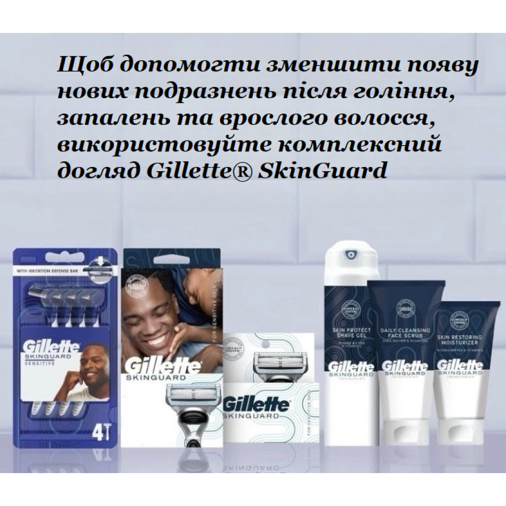 Очищающий мужской скраб против вросших волос Gillette Skinguard Scrub с отшелушивающим эффектом 150 мл