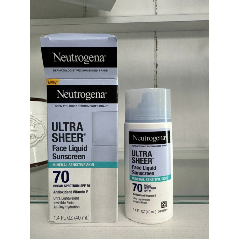 Матирующий солнцезащитный крем-эмульсия для лица с SPF 70 Neutrogena Ultra Sheer Mineral Face Liquid Sunscreen 40 мл