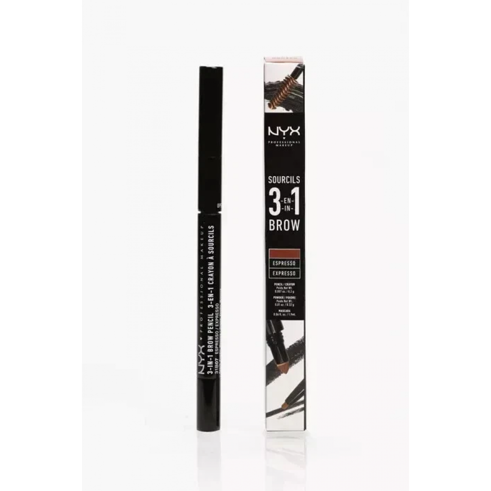 3-in-1 Brow Kit Nyx Professional Makeup 3-in-1 Brow Pencil Espresso 31B07 (pencil, powder, and mascara)