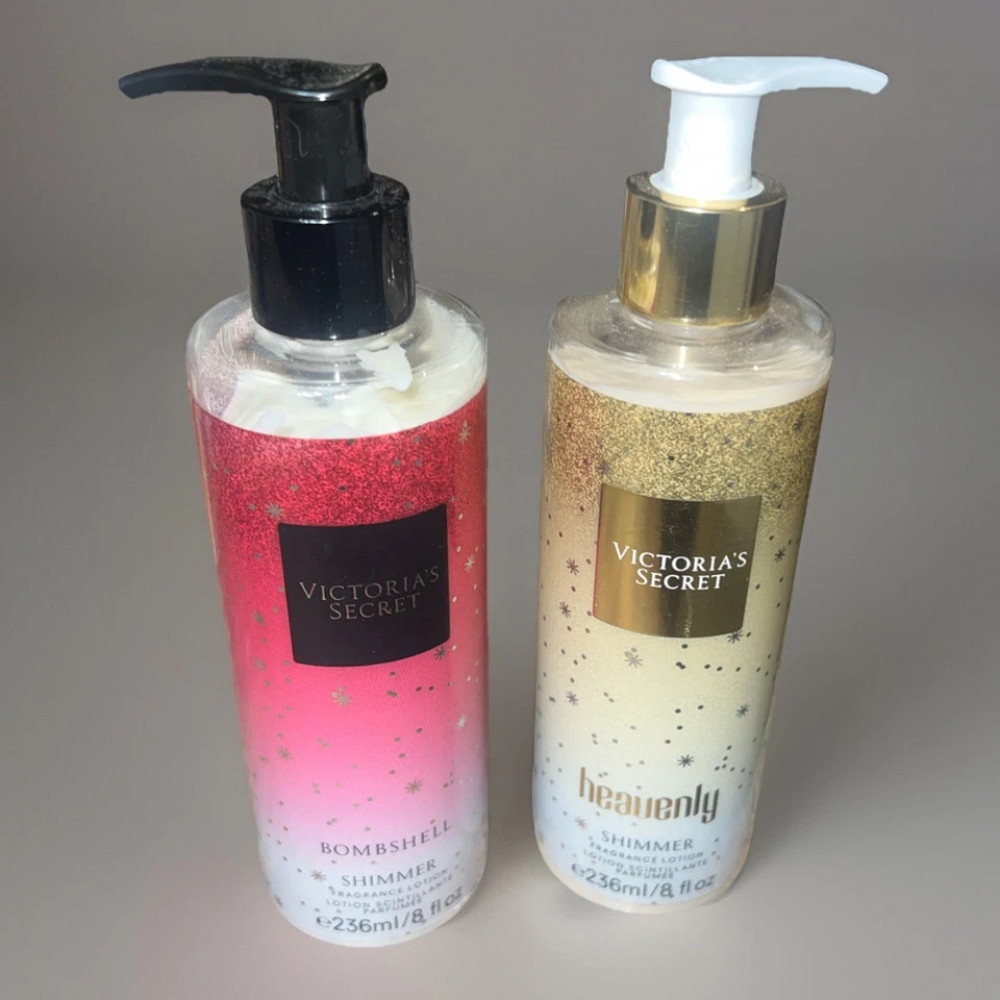 Set of shimmering body lotions for women Victoria's Secret Heavenly and Bombshell 2x236 ml