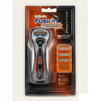 Бритвенный станок для мужчин Gillette Fusion Power Phantom (1 бритва 4 сменных кассеты и 1 батарейка)
